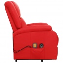 Podnoszony fotel rozkładany, masujący, czerwony, ekoskóra
