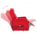 Podnoszony, rozkładany fotel masujący, czerwony, ekoskóra