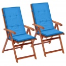 Poduszki na krzesła ogrodowe, 2 szt., niebieskie, 120x50x3 cm