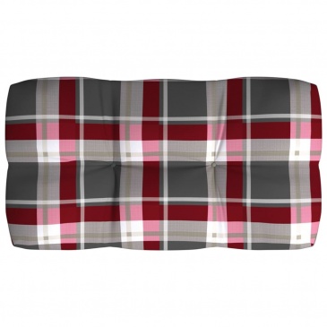 Poduszki na sofę z palet, 7 szt., czerwona krata, tkanina