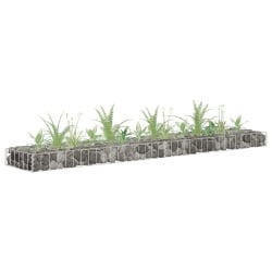 Podwyższona donica gabionowa, galwanizowana stal, 180x30x10 cm
