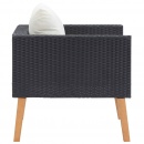 Pojedyncza sofa ogrodowa z poduszkami, rattan PE, czarny