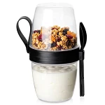 Pojemnik kubek na jogurt z łyżeczką widelcem lunchbox 800 ml