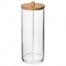 Pojemnik na płatki kosmetyczne łazienkowy podajnik akrylowy bambusowy na waciki WHITNEY