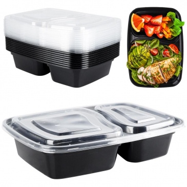Pojemnik na żywność dzielony lunchbox z 2 przegródkami zestaw 10 szt. 1,2 l