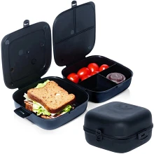 Pojemnik śniadaniowy lunchbox dzielony czarny 2x700 ml Pojemnik śniadaniowy lunchbox dzielony czarny 2x700 ml
