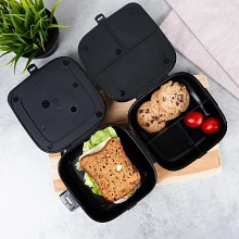 Pojemnik śniadaniowy lunchbox dzielony czarny 2x700 ml Pojemnik śniadaniowy lunchbox dzielony czarny 2x700 ml