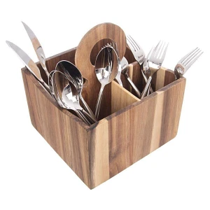 Pojemnik, stojak, koszyk na przybory kuchenne, sztućce, organizer, WOODEN