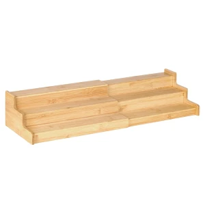 Półka kuchenna bambusowa 3-poziomowa rozsuwana 33,5-59,5x20x11 cm