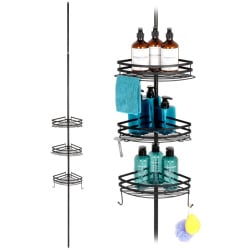 Półka pod prysznic metalowa czarna regulowana narożna
