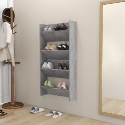 Półki ścienne na buty 2 szt., szare, 60x18x60 cm, płyta wiórowa