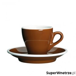 porcelanowa filiżanka do espresso ze spodkiem, 50 ml, brązowo-biała