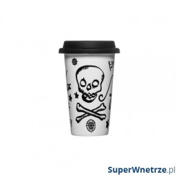 Porcelanowy kubek termiczny z pokrywką Tattoo 250 ml Sagaform Cafe