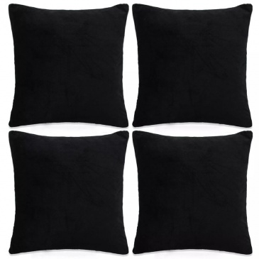 Poszewki na poduszki, 4 szt, welur, 50x50 cm, czarne