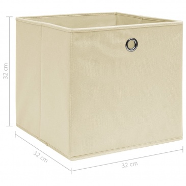 Pudełka, 10 szt., kremowe, 32x32x32 cm, tkanina