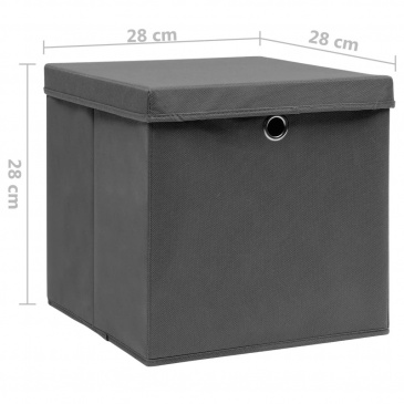 Pudełka z pokrywami, 10 szt., 28x28x28 cm, szare