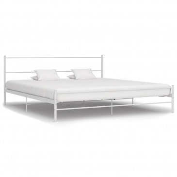 Rama łóżka, biała, metalowa, 200 x 200 cm