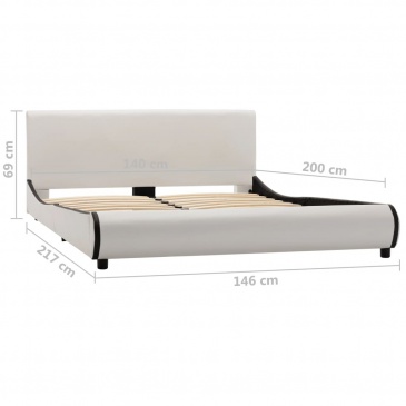 Rama łóżka, biała, sztuczna skóra, 140 x 200 cm