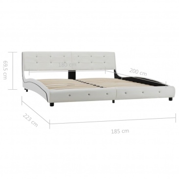 Rama łóżka, biała, sztuczna skóra, 180 x 200 cm