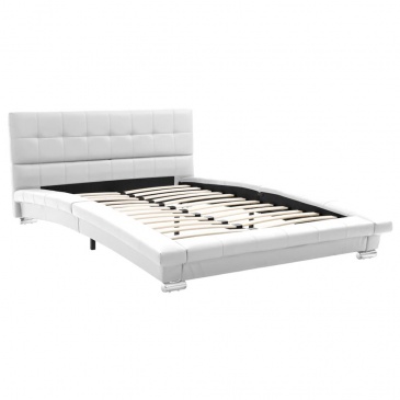 Rama łóżka, biała, sztuczna skóra, 200 x 120 cm