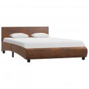 Rama łóżka, brązowa, sztuczna skóra, 140 x 200 cm