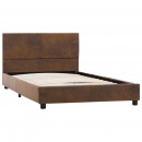 Rama łóżka, brązowa, sztuczna skóra zamszowa, 100 x 200 cm