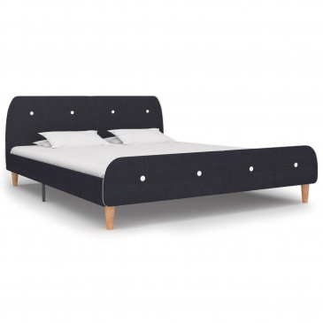 Rama łóżka, ciemnoszara, tapicerowana tkaniną, 160 x 200 cm