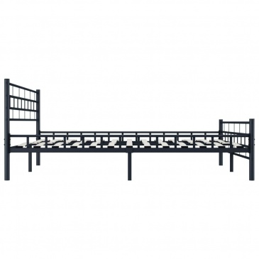 Rama łóżka, czarna, stalowa, 200 x 200 cm