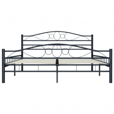 Rama łóżka, czarna, stalowa, 200 x 200 cm