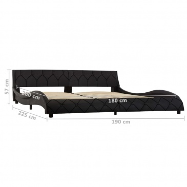Rama łóżka, czarna, sztuczna skóra, 180 x 200 cm