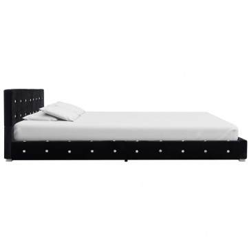 Rama łóżka, czarna, tapicerowana aksamitem, 160 x 200 cm