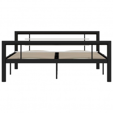 Rama łóżka, czarno-biała, metalowa, 120 x 200 cm
