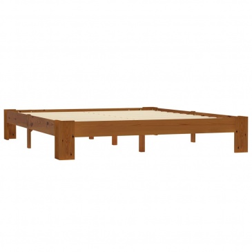 Rama łóżka, jasnobrązowa, lite drewno sosnowe, 160 x 200 cm