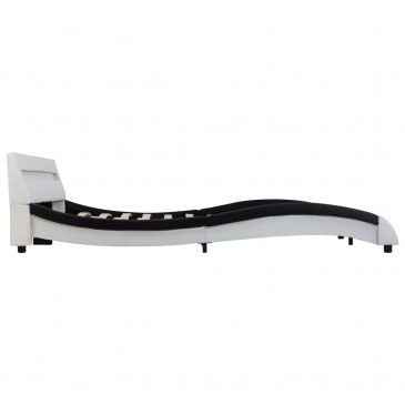 Rama łóżka LED, biało-czarna, sztuczna skóra, 180 x 200 cm