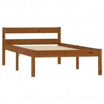 Rama łóżka, miodowy brąz, lite drewno sosnowe, 90 x 200 cm