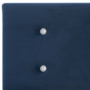 Rama łóżka, niebieska, tapicerowana aksamitem, 160 x 200 cm