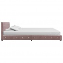 Rama łóżka, różowa, tapicerowana aksamitem, 140 x 200 cm