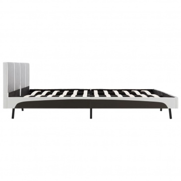 Rama łóżka, szaro-biała, sztuczna skóra, 180 x 200 cm