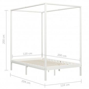 Rama łóżka z baldachimem, biel, lite drewno sosnowe, 120x200 cm