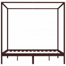 Rama łóżka z baldachimem, ciemnobrązowa, lita sosna, 160x200 cm