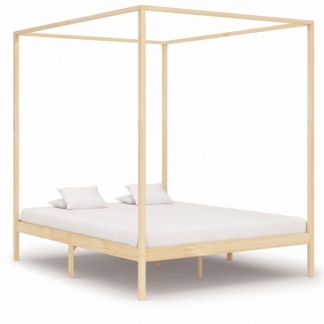 Rama łóżka z baldachimem, lite drewno sosnowe, 180 x 200 cm