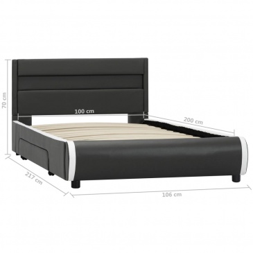 Rama łóżka z LED, antracytowa, sztuczna skóra, 100 x 200 cm