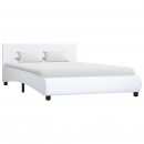 Rama łóżka z LED, biała, sztuczna skóra, 140 x 200 cm