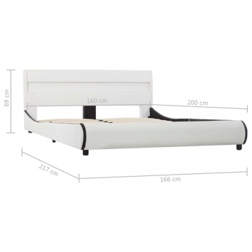 Rama łóżka z LED, biała, sztuczna skóra, 160 x 200 cm