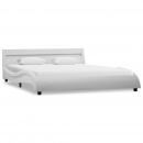 Rama łóżka z LED, biała, sztuczna skóra, 160 x 200 cm