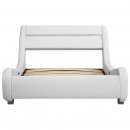 Rama łóżka z LED, biała, sztuczna skóra, 90 x 200 cm