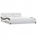 Rama łóżka z LED, biało-czarna, sztuczna skóra, 140 x 200 cm