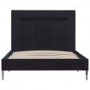 Rama łóżka z LED, czarna, tapicerowana tkaniną, 90 x 200 cm