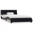 Rama łóżka z LED, czarno-biała, sztuczna skóra, 100 x 200 cm