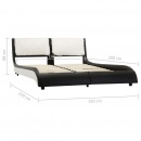 Rama łóżka z LED, czarno-biała, sztuczna skóra, 140 x 200 cm